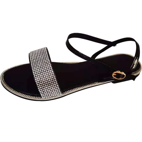 Black sandals with Rhinestones Size 9.5 (125) - Picture 2 of 5